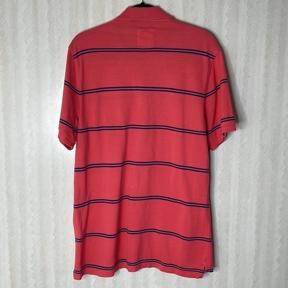 ❤️ J. CREW Salmon and Blue Striped Outdoor Polo Size M - Picture 3 of 5